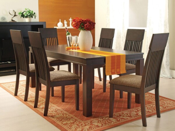 HORMBEAN: DiningTable + 6 Side Chairs, Espresso WF-0151