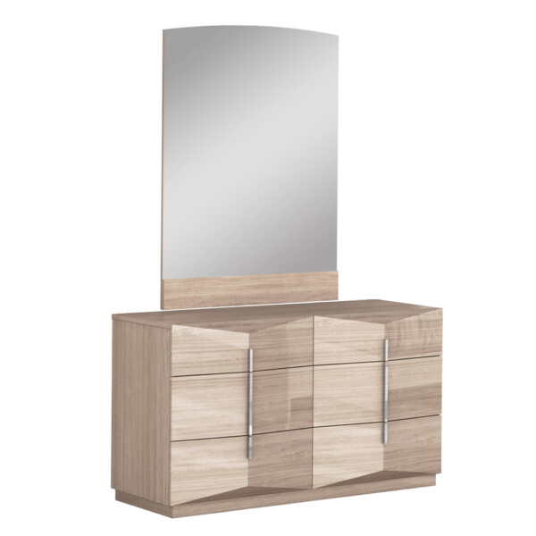 Dresser 6-Drawers (136.5x51x76.5)cm + Mirror (120x90x3)cm, Beige Angley
