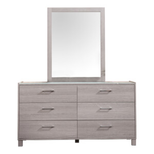 Veneto 2-M(24) Double Dresser: (149.8x50.6x79.8)cm + Mirror , Grey Oak