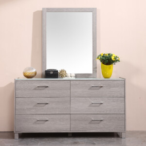 Veneto 2-M(24) Double Dresser: (149.8x50.6x79.8)cm + Mirror , Grey Oak