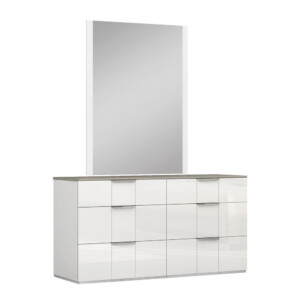 Dresser; (145.5x48.5x76)cm + Mirror; (90x2x120)cm, White/Flannel Grey