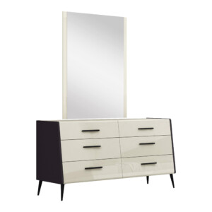 Dresser; (156.5x52x81)cm + Mirror; (90x2x120)cm, Grey Lacquer