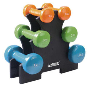 7kgs Vinyl/Neoprene Dumbbell Set, 6pcs, Green/Orange/Blue