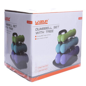 7kgs Vinyl/Neoprene Dumbbell Set, 6pcs, Green/Orange/Blue