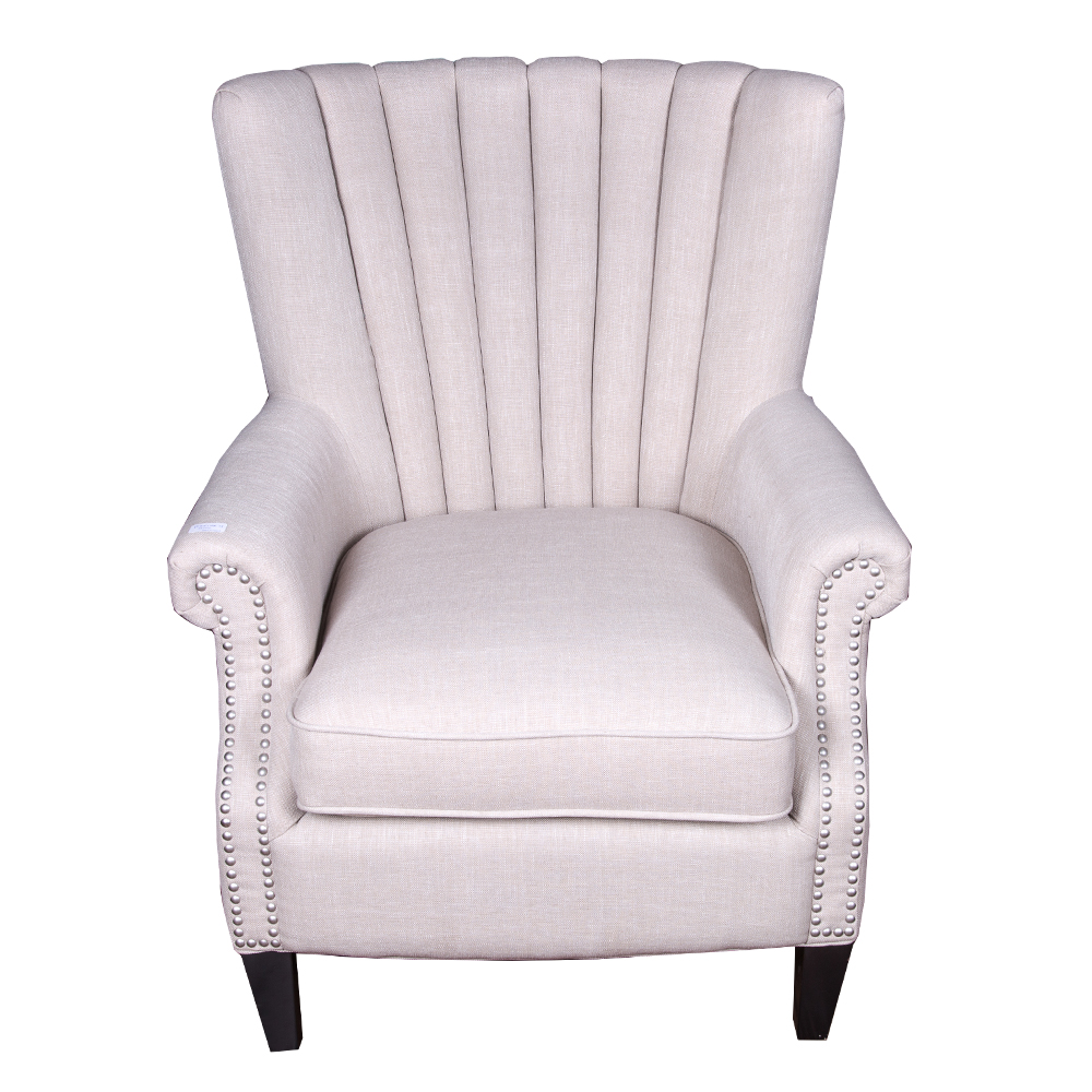 Fabric Arm Chair: 1-Seater- (79x88x98)cm, Oatmeal