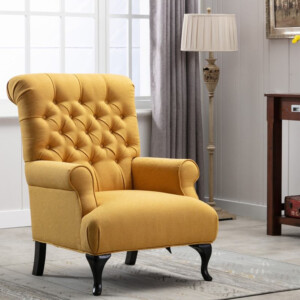 Fabric Arm Chair: 1-Seater- (81x94x105)cm, Yellow