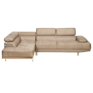 Fabric Corner Sofa With Chaise; Left, Taupe