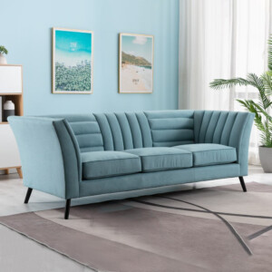 Fabric Sofa: 3-Seater; (222x87x77)cm, Light Blue
