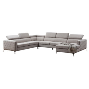 Houston U3012T Modular Fabric Corner Sofa + Chaise, Left, Nappa Light Grey