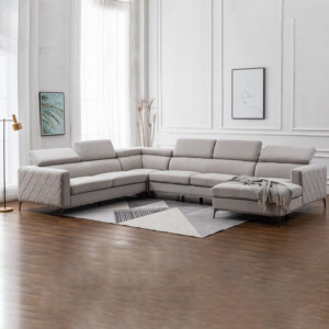 Houston U3012T Modular Fabric Corner Sofa + Chaise, Left, Nappa Light Grey