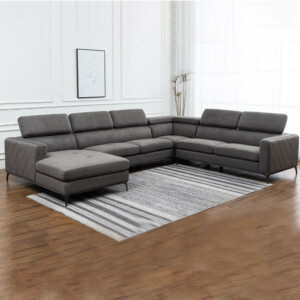 Houston U3012T Modular Fabric Corner Sofa + Chaise, Right, Nappa Grey