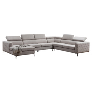 Houston U3012T Modular Fabric Corner Sofa + Chaise, Right, Nappa Light Grey