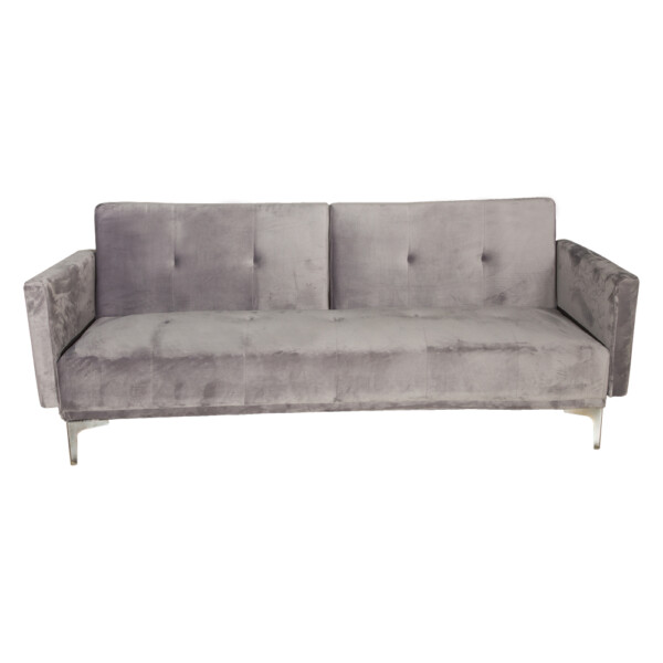 Clic Clac Velvet Sofa Bed With Split Back Sofa, Light Grey