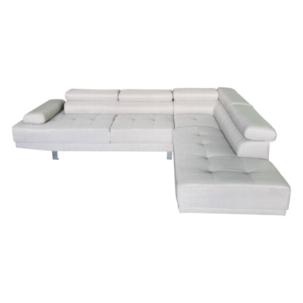 Zikoo: Fabric Corner Sofa With Chaise, Silver