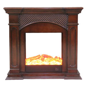 Decorative Fire Place + Heater, Matt Dark Brown
