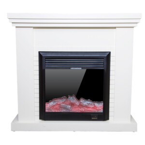 Decorative Fire Place + Heater: (120x32)cm, Ivory White Matt