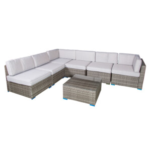 Rattan Garden Furniture: Sofa Set; 6 Seater + Coffee Table (Glass Top) #SF1507/2505/2305
