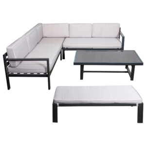 Garden Furniture: Corner Sofa Set + Coffee Table (Glass Top) + Long Bench #SF5126/22/23/25/4614