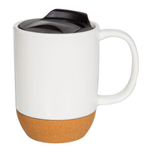 Porcelain Mug With Cork Base And Plastic Lid : 1pc