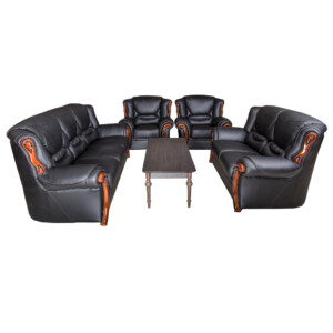 Leather Sofa : 7-seater (3+2+1+1), Col. 19 (Black): Ref. A-30