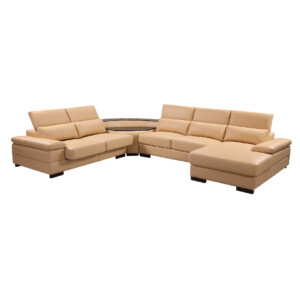 GRAND GOLD: Leather-Look Corner Sofa + Chaise, Left #SX-6960