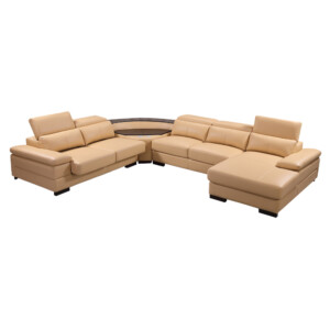 GRAND GOLD: Leather-Look Corner Sofa + Chaise, Left #SX-6960