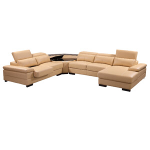 GRAND GOLD: Leather-Look Corner Sofa + Chaise, Left #SX-6960