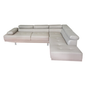 Leather-Look Corner Sofa With Chaise, Grey