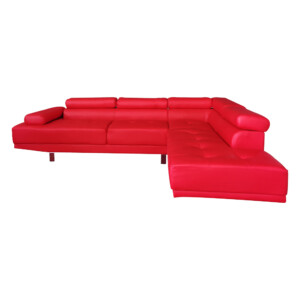 Leather-Look Corner Sofa With Chaise, Red