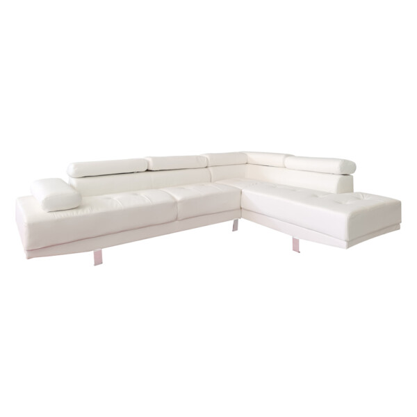 Zikoo: Leather-Look Corner Sofa With Chaise, White