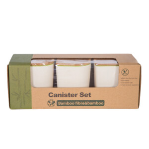 Bamboo Fibre Canister Set; 3pcs, White
