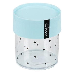 Printed Canister With Lid, Small, White/Pastel Blue