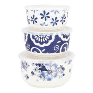 Bloomer Food Container Set : 6Pcs, Blue/White