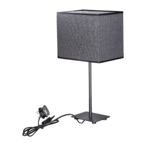 Table Lamp With Plug: Black Iron With Fabric; 1xE14, 21 x 16 x 43cm Ref.GS-616735-1T