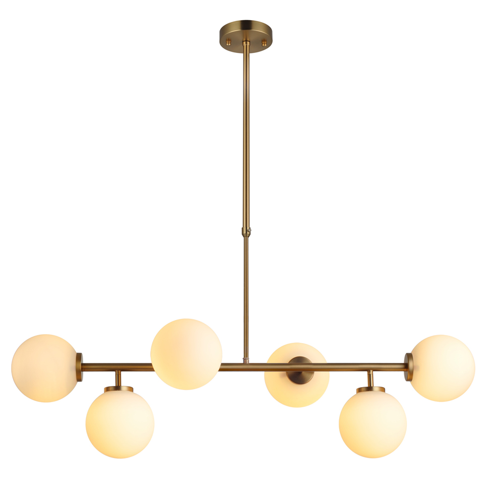 Domus: Pendant Lamp: Brushed Brass/Opal Matt, E14 6x40W #V36050/6P/OM/140