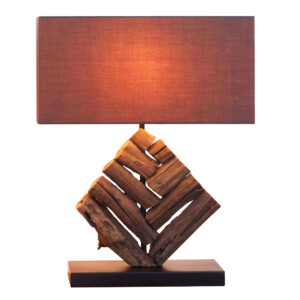 King Mai Sak Pattern Table Lamp With Rectangular Lamp Shade; 25x15x33cm #211257/590005