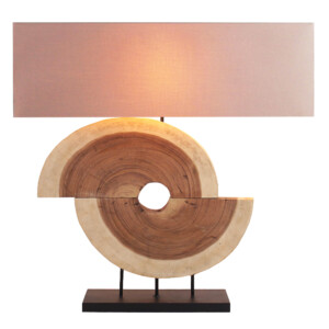 Slab Wood Table Lamp With Rectangular Lamp Shade; 59.5x20x62cm #210978/590035