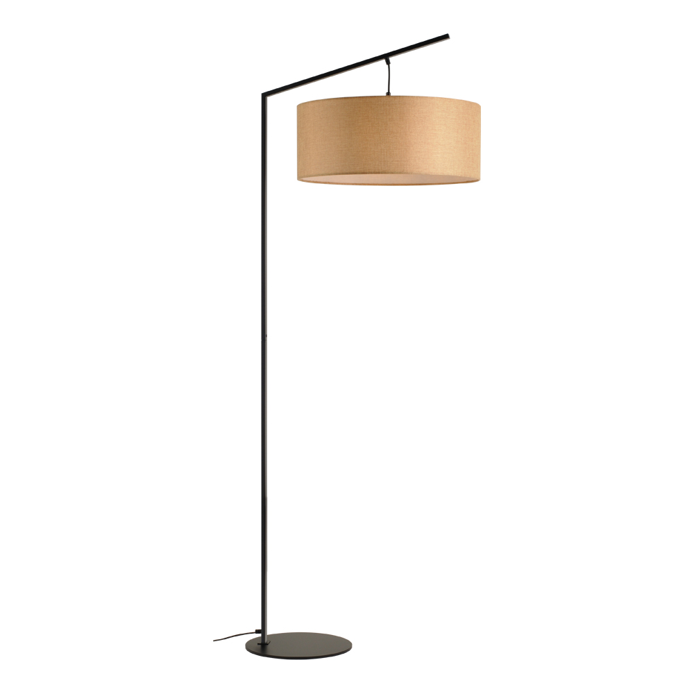 Domus: Floor Lamp: Black/Beige Linen, E27x1 #V40022/1F/BE/500