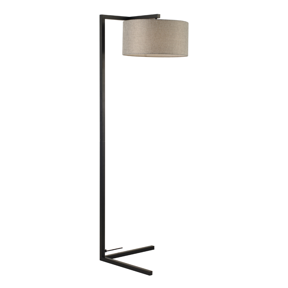 Domus: Floor Lamp: Black/Grey Linen, E27x1 #V40022/1F/GY/400