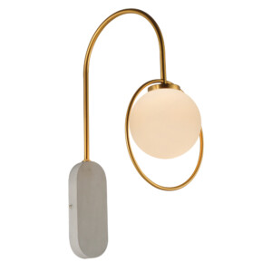 Domus: Wall Lamp: Cement/Brushed Brass/Opal Matt, E14x1 #V40023/1W/BS/220