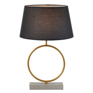 Domus: Table Lamp: Cement/Brushed Brass/Black, E27x1 #V40024/1T/BK/350