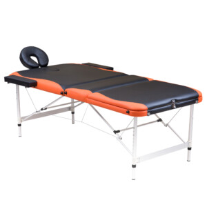 Massage Table: (185x80)cm, Black/Orange