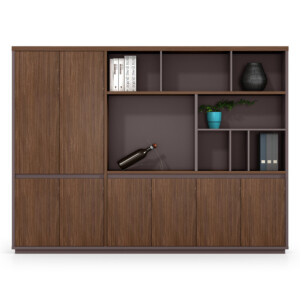 Office Filing Cabinet, 6 Doors: (240x40x180)cm, Brown Oak/Brown