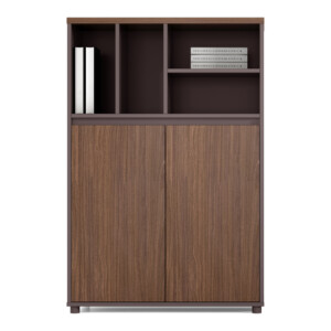 Office Credenza, 2-Doors; (80x40x80)cm, Brown Oak/Brown