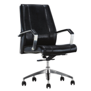 Medium Back Office Chair: PU/Aluminium, Glossy Black