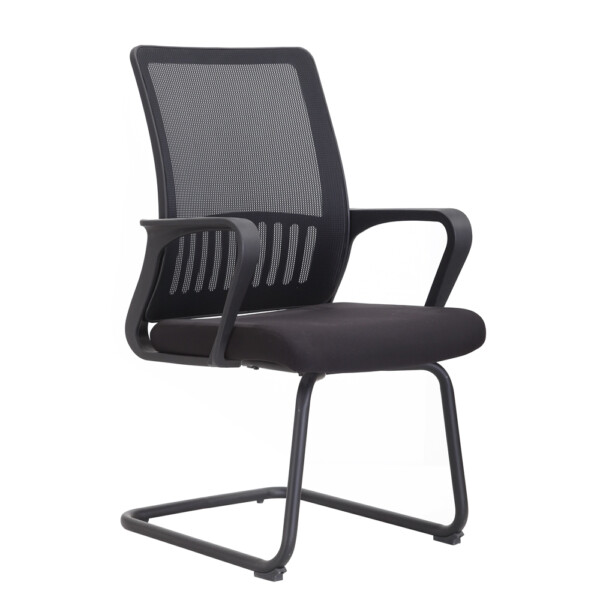 Visitor Office Chair, Mesh/Fabric, Black