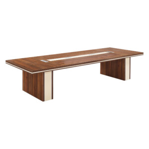 Meeting Table: (360x138x75)cm, Cream Walnut/Cream White
