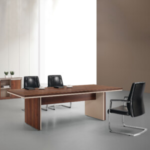 Meeting Table: (240x116x75)cm, Cream Walnut/Cream White