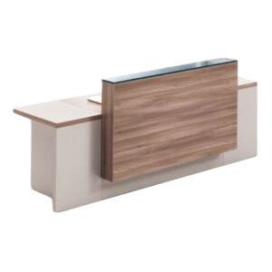 Reception Desk: (240x75x105)cm, Light Walnut/Soft White