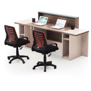 Reception Desk: (240x75x105)cm, Light Walnut/Soft White